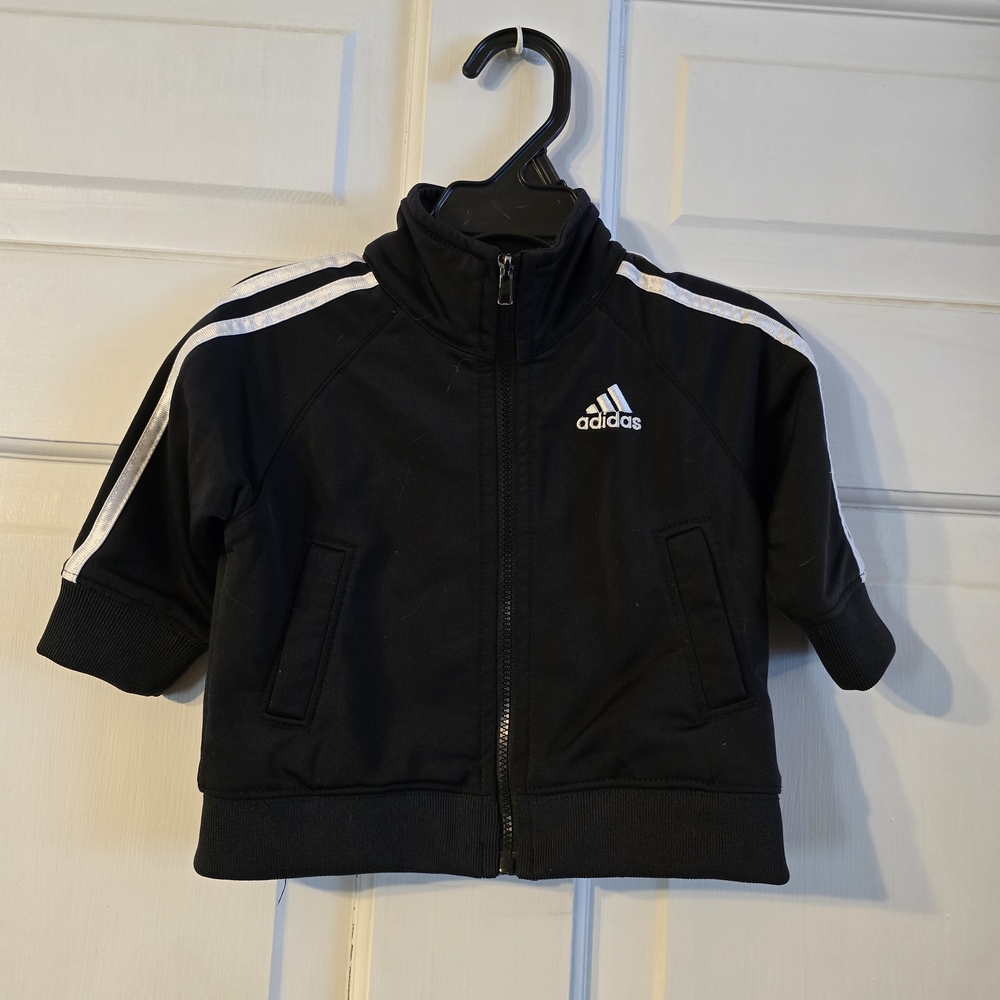 Adidas Black Track Jacket with White Stripes